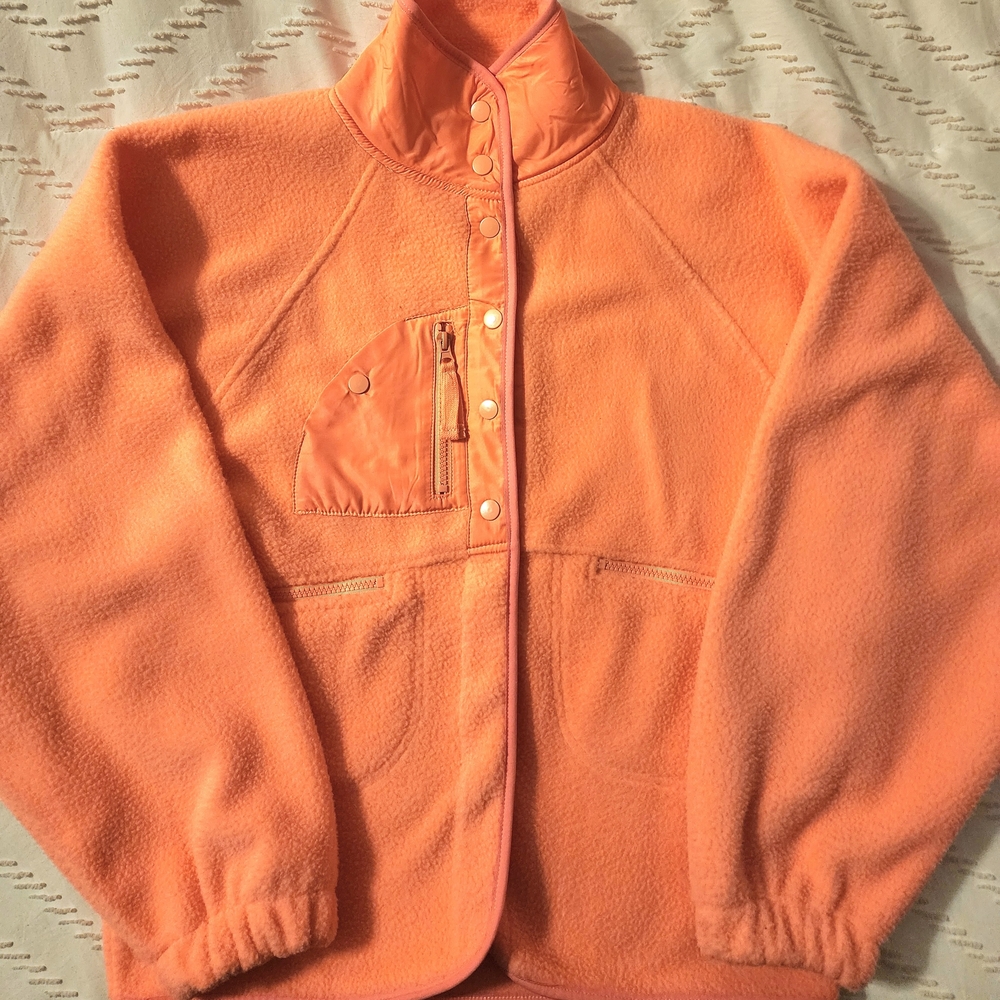 *New* Orange Fleece Jacket with High Collar